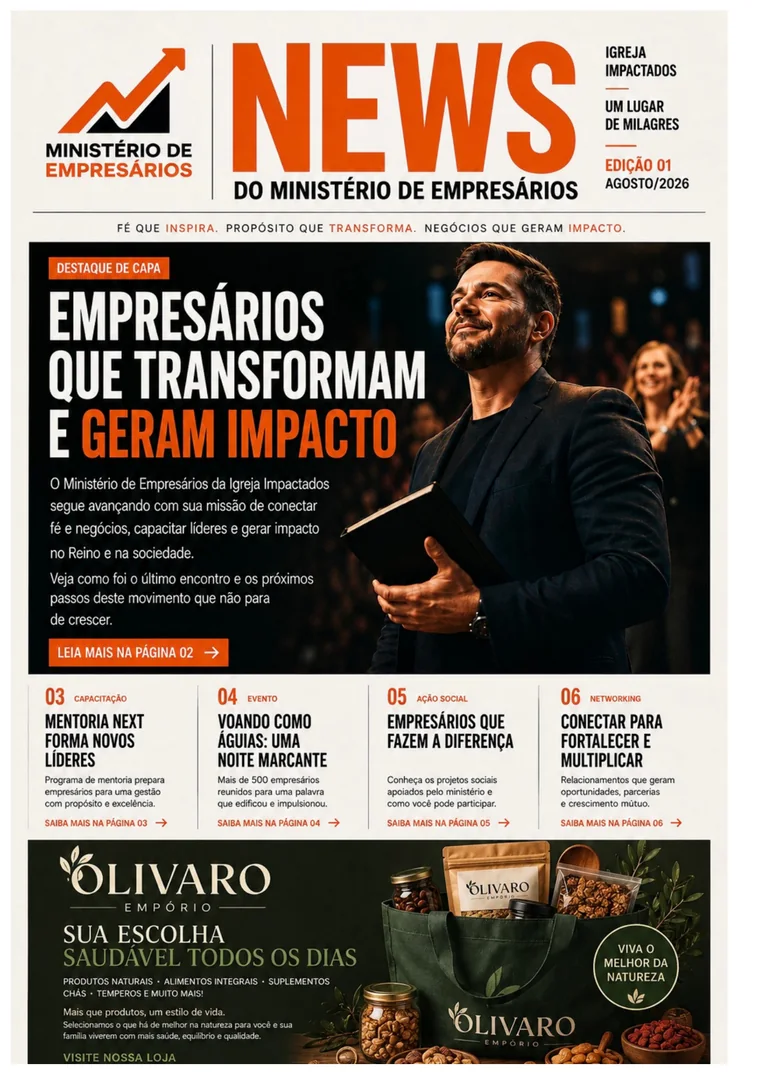 Projeto editorial da revista do Ministério de Empresários